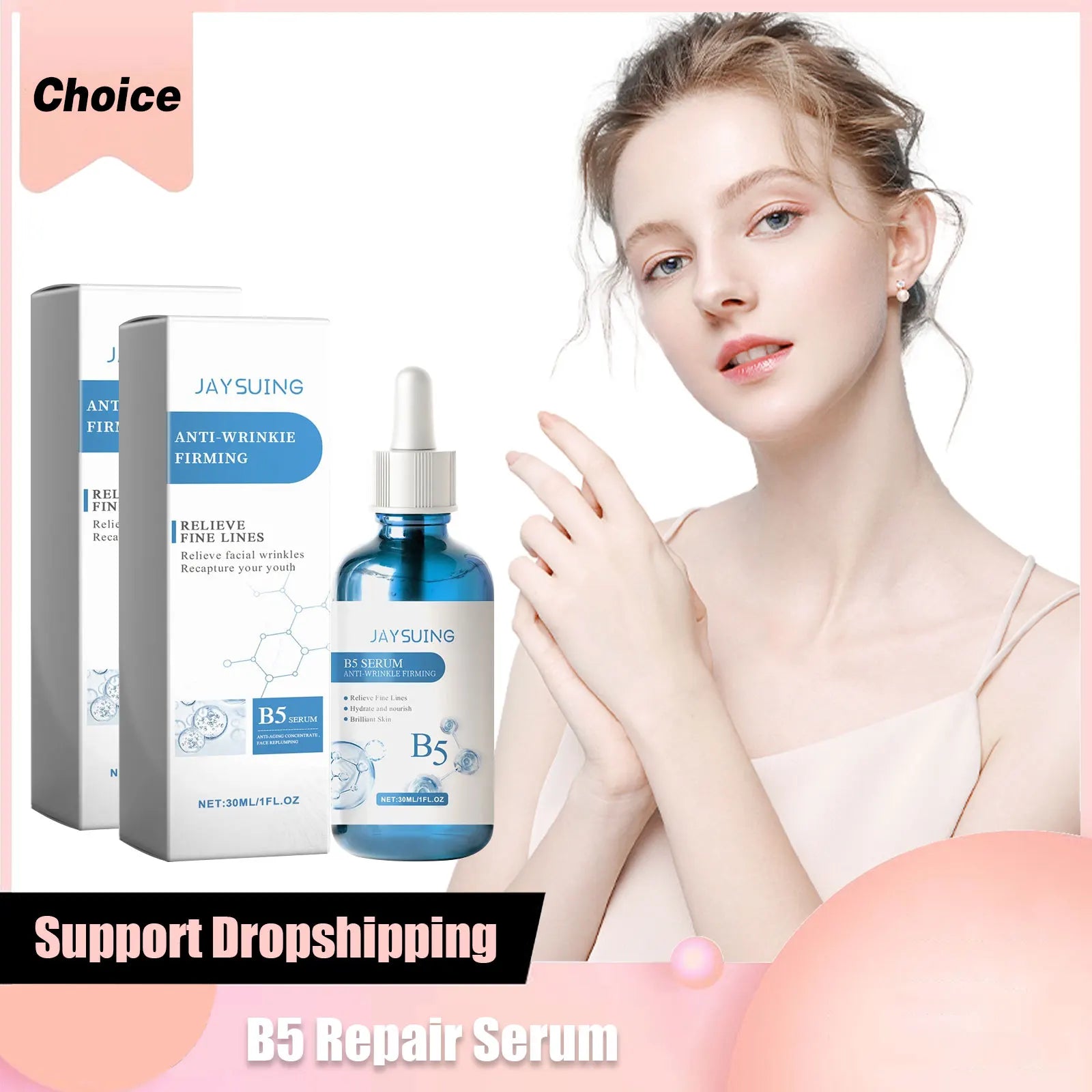 Vitamin B5 Face Serum Hyaluronic Acid Firming Moisturizing Nourishing Oil Control Brightening Fade Fine Lines Skin Care Essence