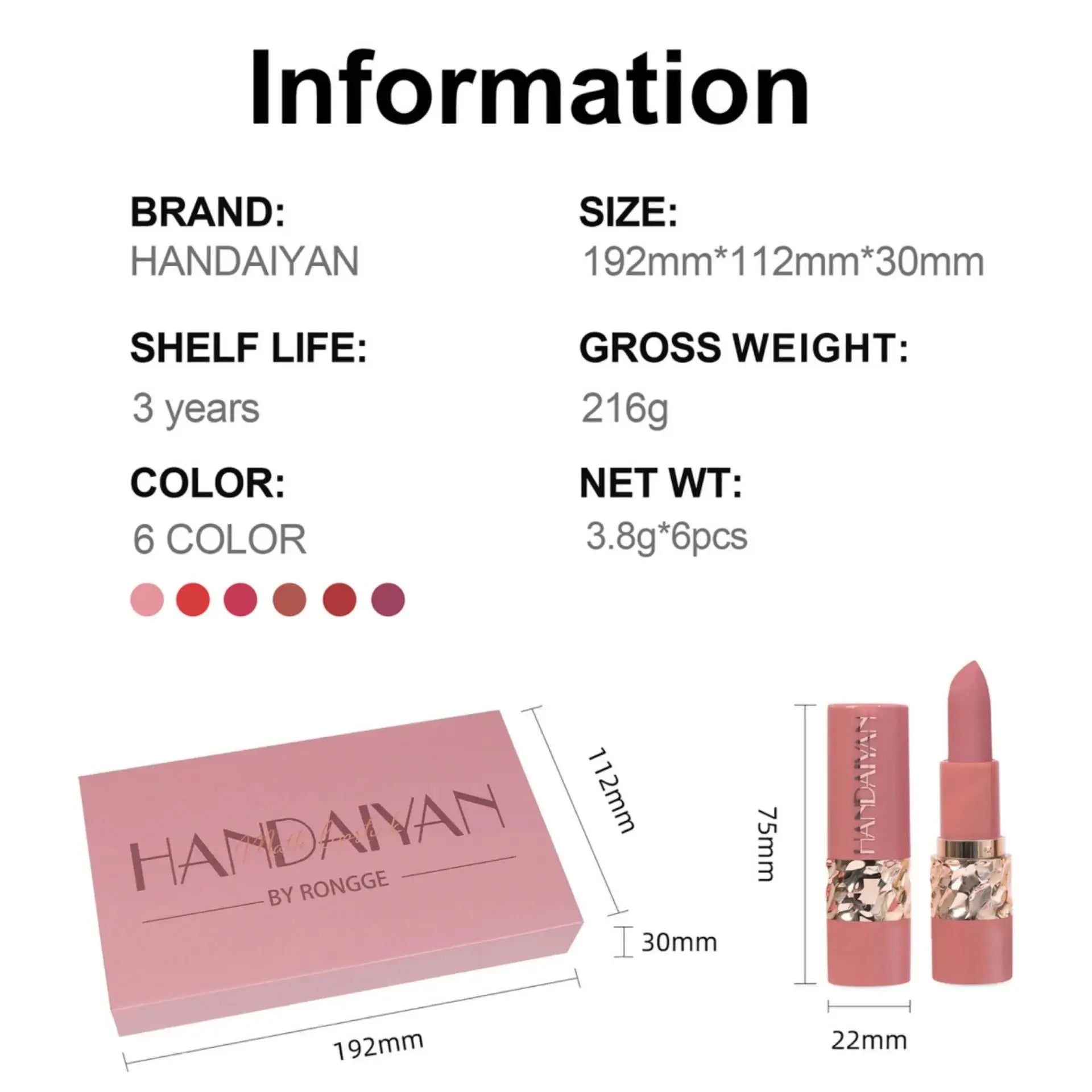 Hodanwith Glow - Handaiyan 6-Piece Velvet Matte Lipstick Gift Set