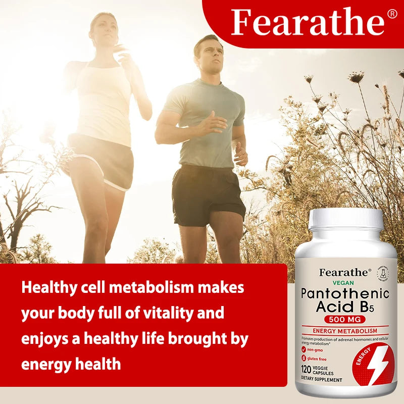 Pantothenic Acid B5 500mg Vitamin B Complex Capsules - Energy & Metabolism Support, Regulates Cellular Balance,Vegan Gluten-Free
