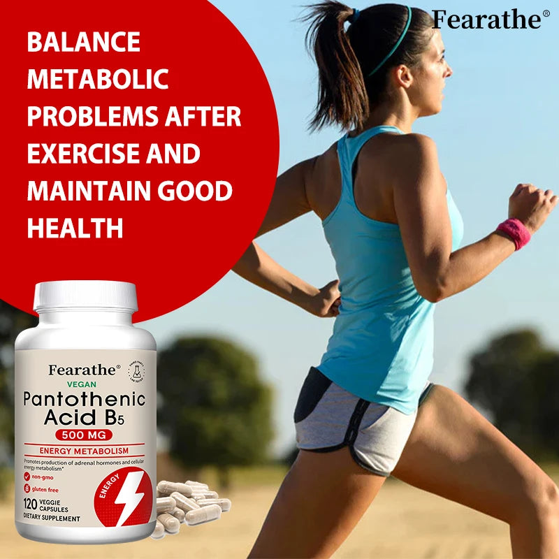 Pantothenic Acid B5 500mg Vitamin B Complex Capsules - Energy & Metabolism Support, Regulates Cellular Balance,Vegan Gluten-Free