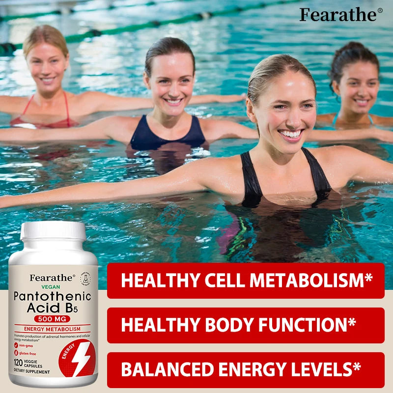 Pantothenic Acid B5 500mg Vitamin B Complex Capsules - Energy & Metabolism Support, Regulates Cellular Balance,Vegan Gluten-Free