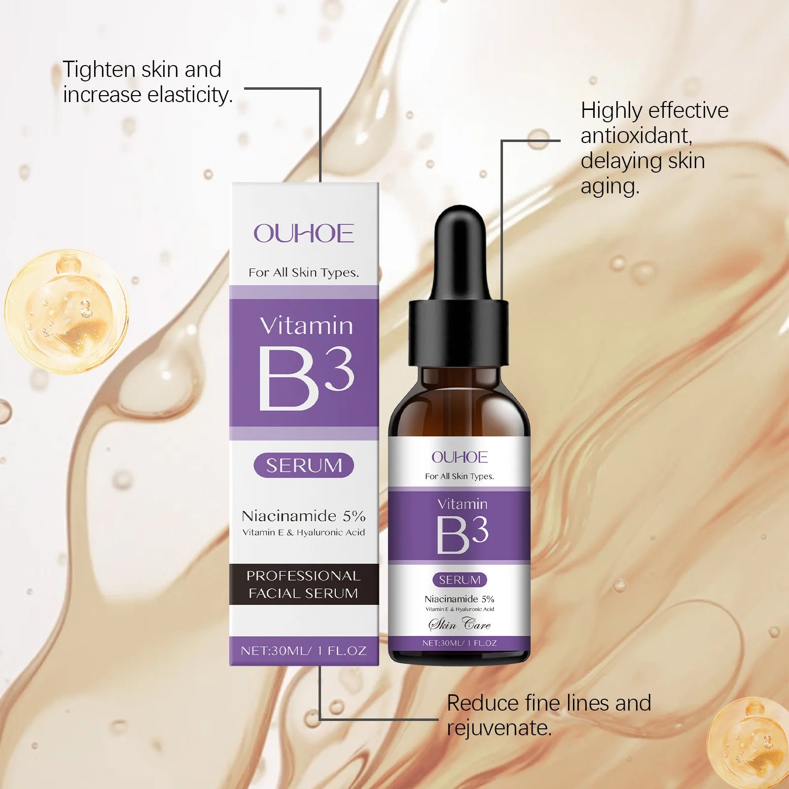 Vitamin B3 Serum Remove W-Rinkle Whitening Melanin Correcting Repair Barrier Lifting Moisturize Improve Elasticity Face Essence