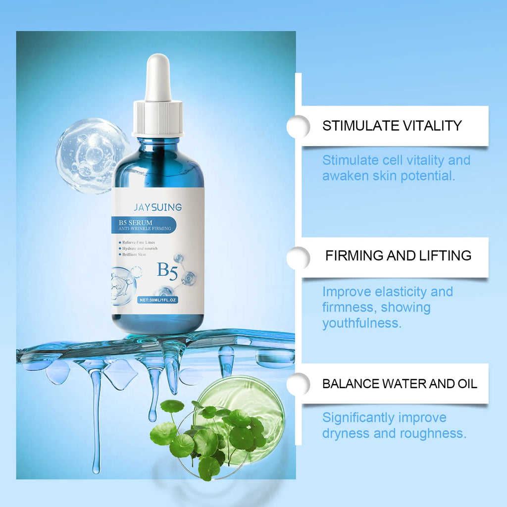 Vitamin B5 Face Serum Hyaluronic Acid Firming Moisturizing Nourishing Oil Control Brightening Fade Fine Lines Skin Care Essence