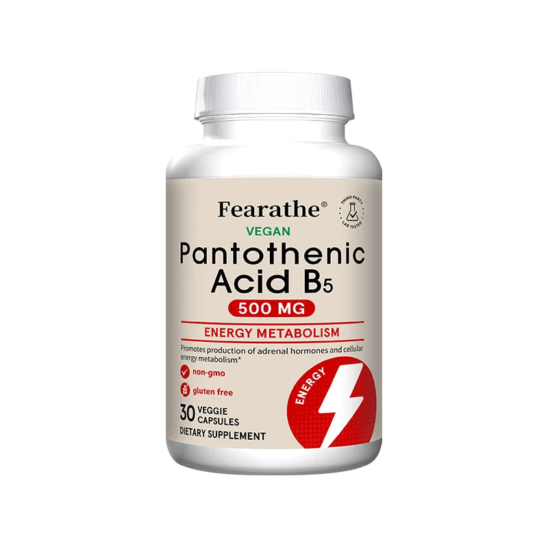 Pantothenic Acid B5 500mg Vitamin B Complex Capsules - Energy & Metabolism Support, Regulates Cellular Balance,Vegan Gluten-Free